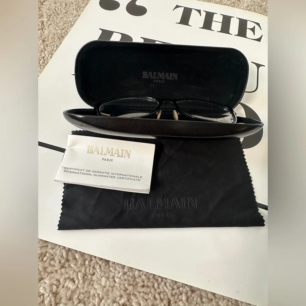 BALMAIN Black Frame, Clear Lens Eyewear With Case, Cloth & Authenticity Booklet